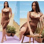 House Of CB   'Myrna' Chocolate Satin Corset Slip Dress NWOT Size S‎ Photo 2