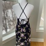 EXPRESS  Dark Purple Floral Polka Dot Print Tie Back Backless Maxi Dress Size XS Photo 7