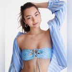 Aeropostale NEW!  Blue Ditsy Floral Cut Out Strappy Mid-Rise Bikini Set Size S/M Photo 2