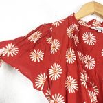 Madewell  Ruffle-Edge Wrap Midi Dress Size XS Daisy Daydream Red Floral Boho Photo 9