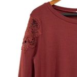 easel  Women’s Burgundy Floral Crochet Cutout Sweater Top Photo 1