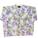 Lee Sands Women’s Orchid Monstera Print Angora Crew Neck Cardigan Size 1X NWT Photo 5