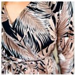 Vision Maxi Dress Womens Large Black Leaf Print Long Wrap Dress Tie Waist NWT Photo 1