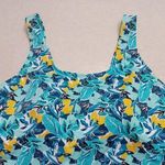 L.L.Bean Tankini Swim Top Sz16 Blue Yellow Floral Size Tag Remove Use Measurement Photo 1
