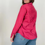 vintage coastal cowgirl boho 100% silk hot pink button down blouse top size s Photo 2