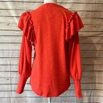 Pilcro Anthropologie  Lightweight Orange/Red Ruffle Sweater Size X-Small Photo 9