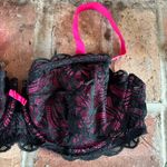 Adore Me Lace Black Pink Demi Underwire Bra, 44DD Photo 3