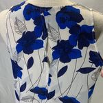 W5 Sheer White, Blue, and Black Floral Tank Top Size Small Photo 5