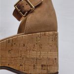 Lisa + Vicky Suede Cork Platform Wedge Sandals Women's 7M Tan Minimalist Shoes Size 7 Photo 8