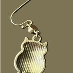 Antique gold owl dangle earrings hook black rhinestone eyes clear rhinestones 2. Photo 2