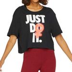 Nike Women’s black Just Do It graphic logo cropped t shirt size medium Photo 0