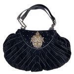 Million Wishes Black Velvet Embroidered and Beaded Shoulder Purse Bag Photo 0