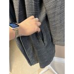 Eileen Fisher  Women's Sz L Jacket Open Herringbone Lined Long Cotton Gray Black Photo 3