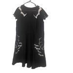 Women's Plus Size 5XL Halloween Bats Embroidered Gothic Spider Web Dress Black Photo 1