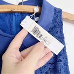 Trina Turk • Cats Cradle Sleeveless Lace Dress shift collared Blue Jewel Photo 5