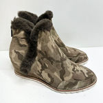 Pelle Moda Shoes Womens Size 6.5 Erin Faux Fur Trim Wedge Camouflage Bootie Green Photo 0