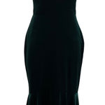 AQUA  Green Velvet Sleeveless V-Neck High-Low Midi Sheath Cocktail Dress Size 6 Photo 0