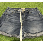 Earl Jean  Iron Cross Rhinestone Pocket Denim Shorts Y2K Cuffed Womens Size 12 Photo 2