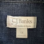 cj banks C.J. Banks 1X Dark Denim Embroidered Button Front Shirt Vintage Plus Cottage Photo 1