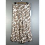 Nicole Miller Tropical Leaf Linen Cream Wide Leg Pants Womens XL Lagenlook Photo 1