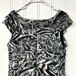 Adrianna Papell  Dress Women Size 14 B&W Mini Abstract Pleated Ruffled Layer Photo 7