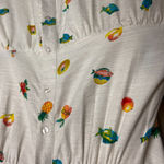 Jane and Delancey Size Xs Hotel Mini Tiered Dress Fish Boat Fruit Linen Tropical Photo 1