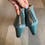 Halmanera Turquoise Blue Studded Ankle Booties Zip Heel 36 / 6 Photo 6