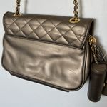 Vintage Via Piaggi Metallic Gold Crossbody Bag Structured Shoulder Purse Photo 2