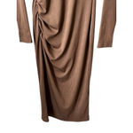 Cider  Body Con Dress Womens Size M Brown Ribbed Round Neck Long Sleeve Midi NEW Photo 5
