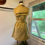 Lyn Around Yellow Tan Large Collared Sleeveless Tiger Embroidered Dress Size 4 Photo 6