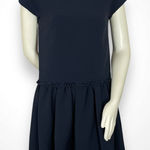FRNCH Dress Navy Blue Ruffle Skirt Drop Waist Size M/L Medium Large Minimalist Photo 0