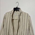 J.Jill Linen Blend Striped Cream Women's Blazer Cardigan Black Size L Photo 2