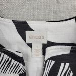 Chico's Womens Jacket Size 1 Black White Bi-Color Geometric Open Front Career Photo 1