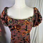 Lulus  Velvet Floral Off-the-Shoulder Maxi Dress Brown Puff‎ Sleeve Womens S New Photo 8