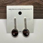 White House | Black Market WHBM Brown Wood Clear Rhinestone Dangle Drop Pierced Earrings NWT Photo 7