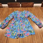 Lucky and Blessed L&b floral long sleeve short blue pink romper V Neck large Photo 5