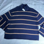 Gap Women's Tall Cotton Stripe Mock Neck Sweater Long Sleeve Sz Large TALL NWT Photo 0