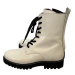 Thursday Boot Company Leather Combat‎ Boots in Ecru White Sz 10 Chunky Lug Sole Photo 3