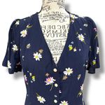 Gap NWT Size 14 Navy Floral Button-Front V-Neck Midi Dress Cottage Photo 1