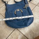 B. Makowsky Blue pebbled Leather Crossbody Bag Buckle Detail Designer Purse Photo 4