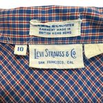 VTG Levi Strauss Co 70s Western Plaid Snap Button Shirt Women Size 10 Blue Rodeo Photo 2