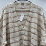 American Eagle  Cream & Tan Striped Knit Long Sleeve Button Cardigan Sz M NEW‎ Photo 1