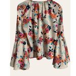 Yumi Kim Peony Wanderlust White Floral Long Bell Sleeve Tie Neck Top Size Small Photo 4