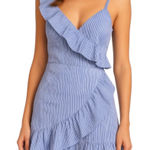 Parker  New York Lollie Mini Dress XS Blue White Stripe Ruffle NWT Photo 0