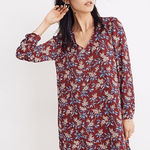Madewell Womens Button Back Burgundy Floral Dress Antique Flora Sz XS Boho Fall Photo 0