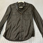 BCBG Max Azria Vintage Anderson Coated Black Button-Up Shirt XS Photo 0