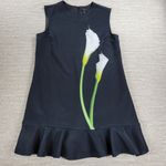 Victoria Beckham  Target Calla Lily Dress Womens L Black Satin Ruffle Peplum Hem Photo 8
