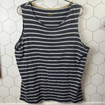 Boden Boxy Navy and Gray Striped Sleeveless Tank Top Photo 0