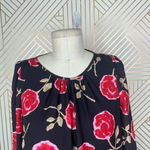 Kate Spade  Hazy Rose Double Layer Top In Black Floral Print Size Small‎ Photo 2
