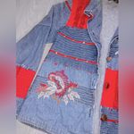 INDIGO MOON Women’s Floral Embroidered Button Up Jean Jacket Pink Photo 3